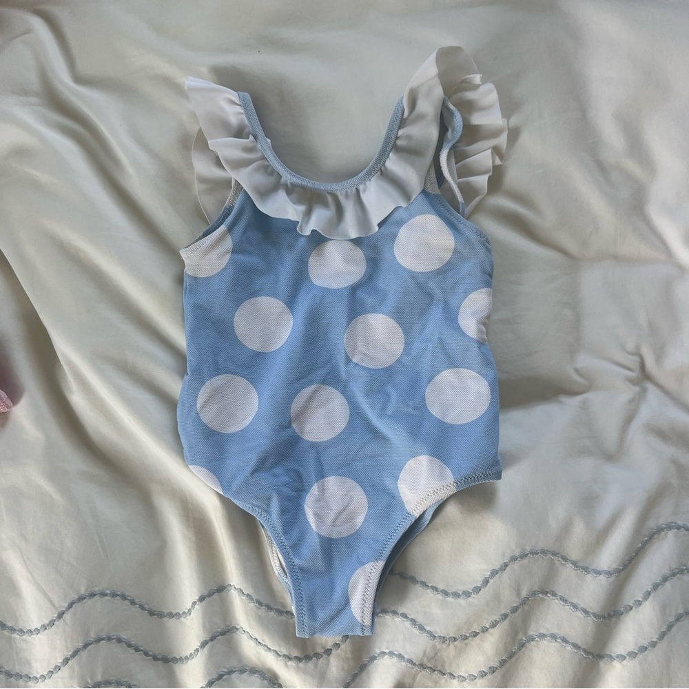Jacadi Light Blue and White Swimsuit